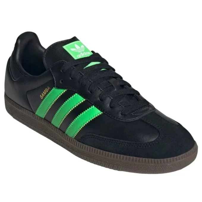 Adidas Samba „Core Black Screaming Green Gum“